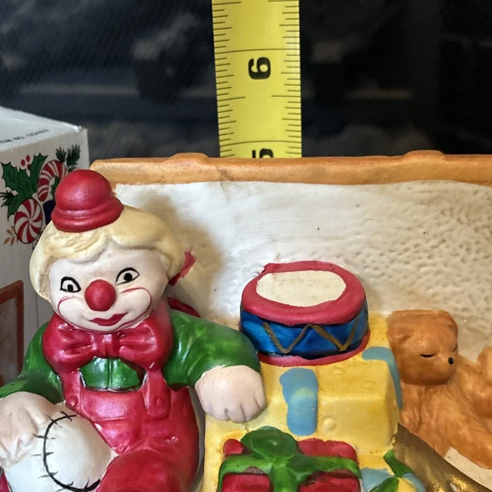 Vintage Ceramic Christmas Toy Box ~ Musical ~ Rotating ~ Plays 